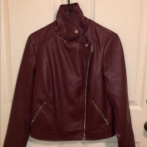 dark burgundy leather jacket